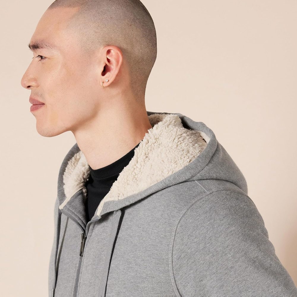 Hoodie For Men, Sherpa-Lined Full-Zip Fleece Sweatshirt - Image 3