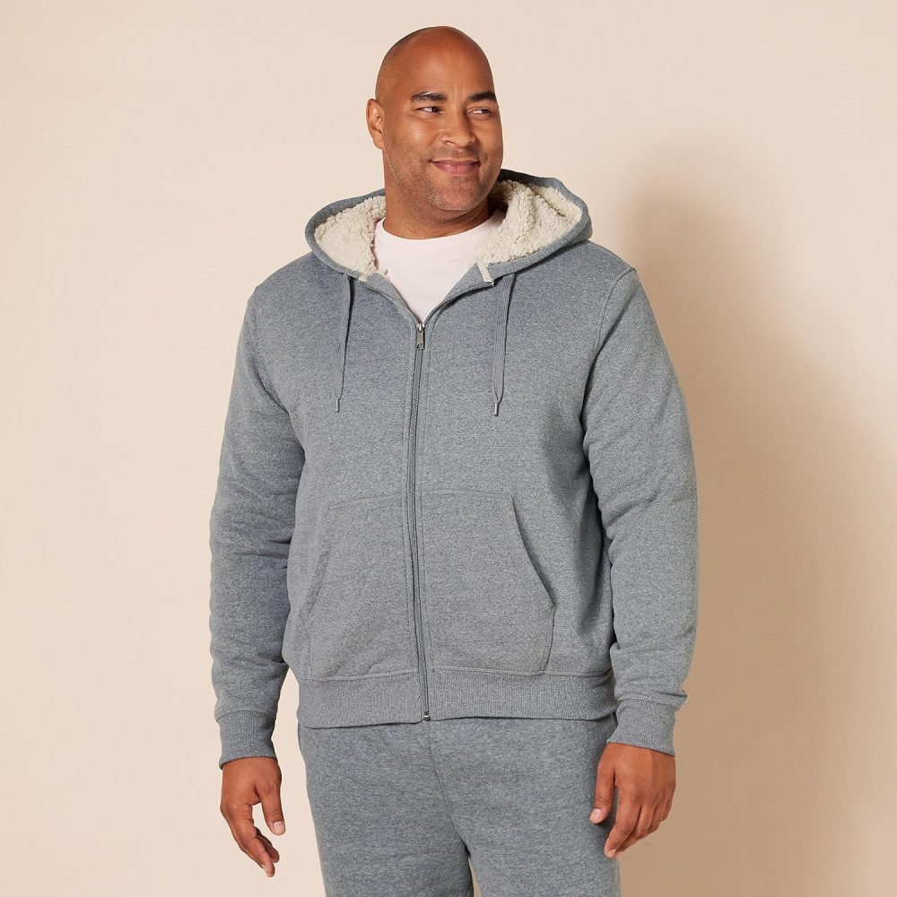 Hoodie For Men, Sherpa-Lined Full-Zip Fleece Sweatshirt - Image 5
